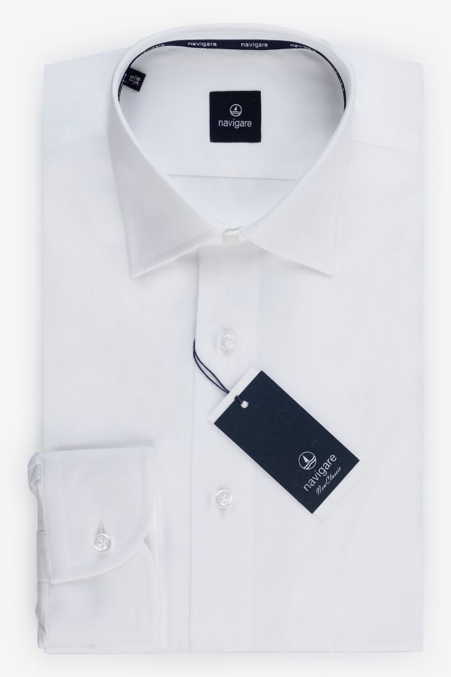 navigare Hemd Herren Navigare Classic Einfarbig 100% Baumwolle kragen Italienisch Lange Ärmel
