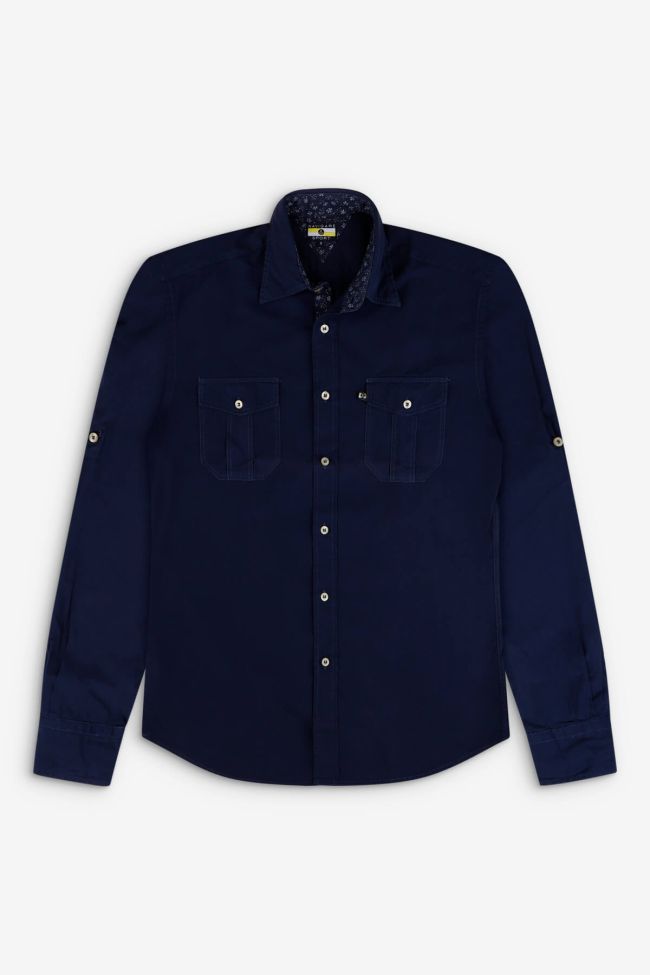Navigare Hemd Herren Navigare Classic Einfarbig 100% Baumwolle Kragen Italienisch Lange Ärmel