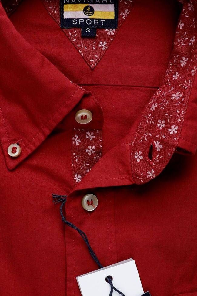 Navigare Hemd Herren Navigare Classic Einfarbig 100% Baumwolle Kragen Button-Down Lange Ärmel