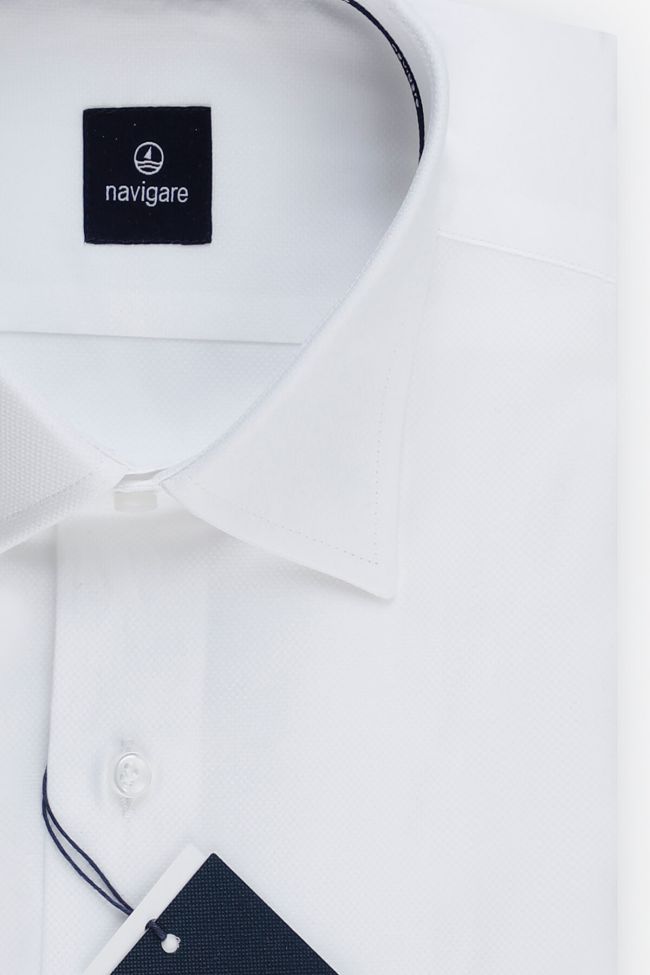 Navigare Hemd Herren Navigare Classic Einfarbig 100% Baumwolle Kragen Italienisch Lange Ärmel