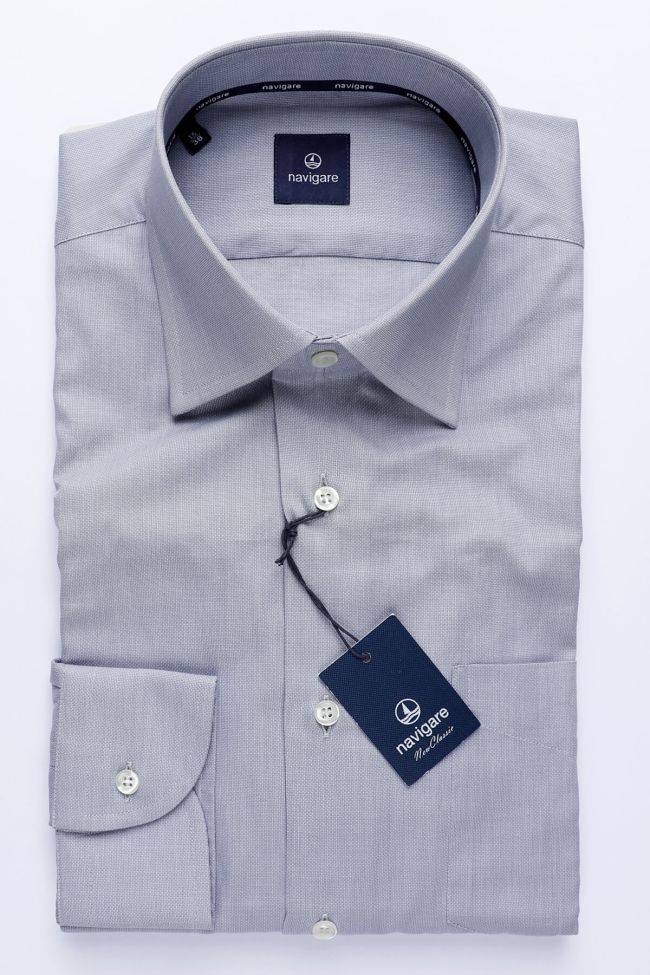 navigare Hemd Herren Navigare Classic Einfarbig 100% Baumwolle kragen Italienisch Lange Ärmel