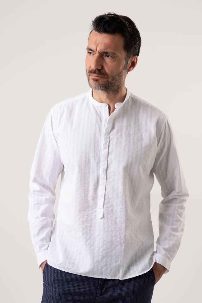 New England Hemd Herren New England Regular Einfarbig 100% Baumwolle Kragen Mandarinkragen Lange Ärmel