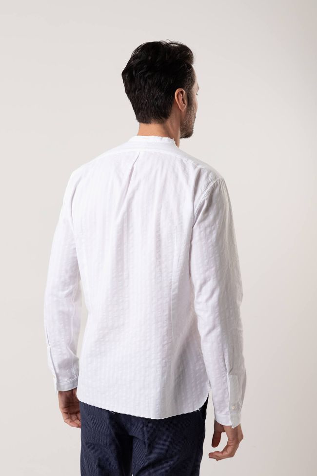 New England Hemd Herren New England Regular Einfarbig 100% Baumwolle Kragen Mandarinkragen Lange Ärmel