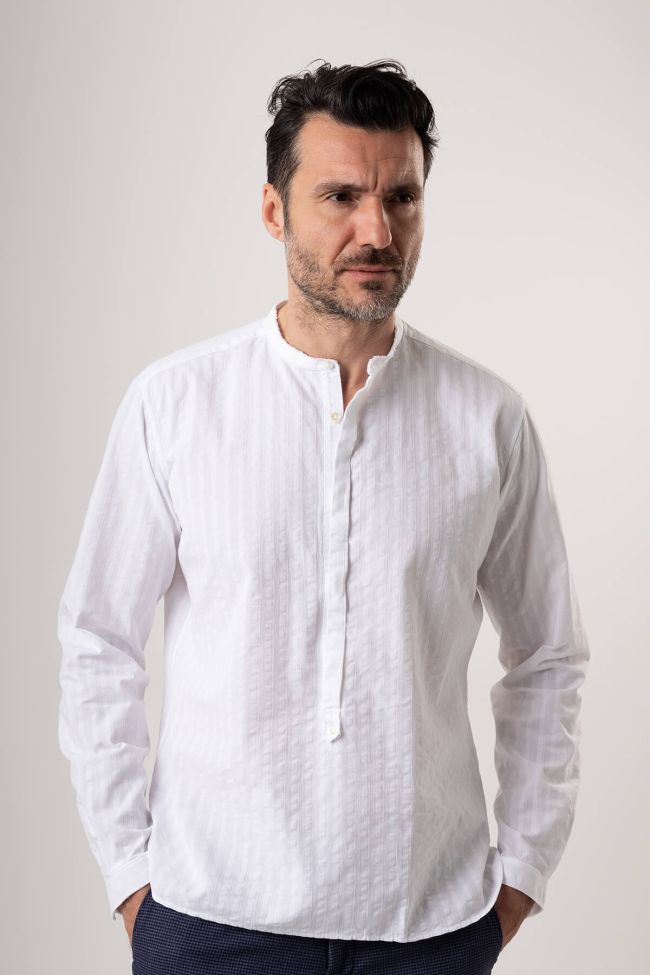 new england Hemd Herren New England Regular Einfarbig 100% Baumwolle kragen Mandarinkragen Lange Ärmel