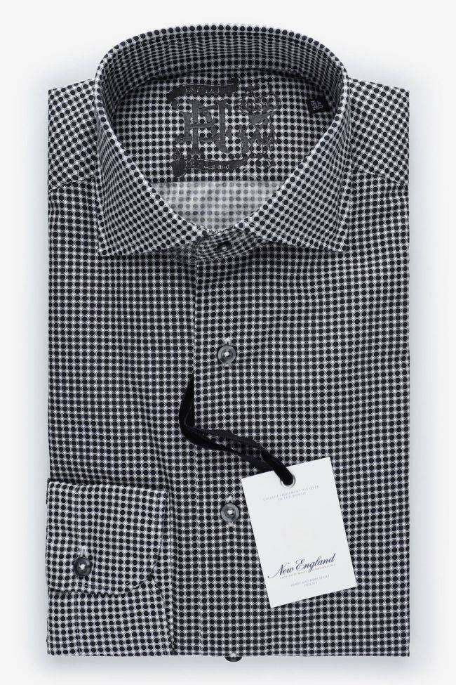 new england Hemd Herren New England Regular Halb Unifarben 100% Baumwolle kragen Französisch Lange Ärmel