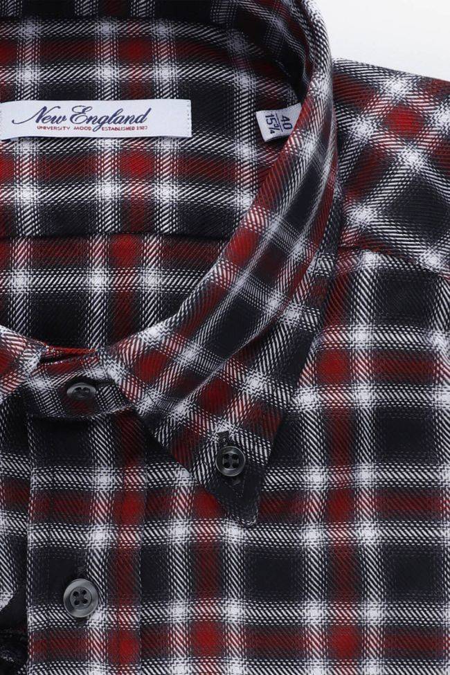 New England Hemd Herren New England Regular Karo 100% Baumwolle Kragen Button-Down Lange Ärmel
