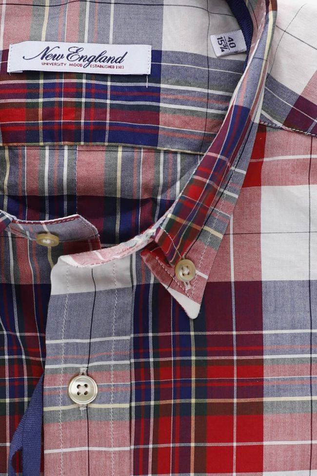 New England Hemd Herren New England Regular Karo 100% Baumwolle Kragen Button-Down Lange Ärmel