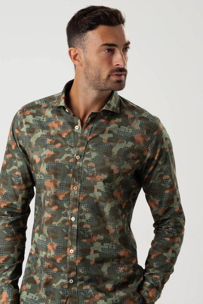 New England Hemd Herren New England Regular Muster 100% Baumwolle Kragen Französisch Lange Ärmel