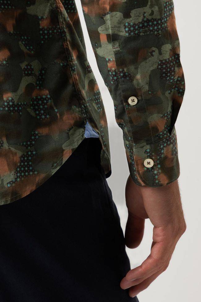 New England Hemd Herren New England Regular Muster 100% Baumwolle Kragen Französisch Lange Ärmel