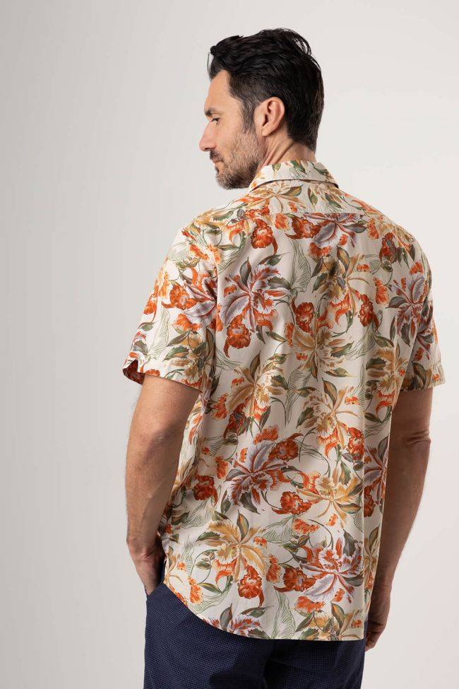 New England Hemd Herren New England Regular Muster 100% Baumwolle Kragen Hawaiikragen Kurze Ärmel