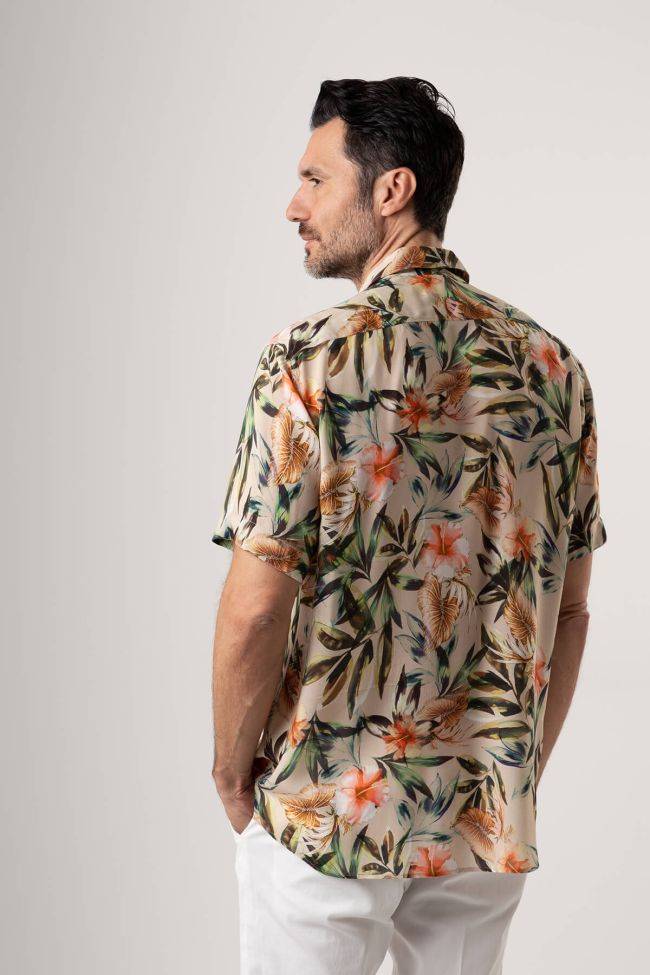 New England Hemd Herren New England Regular Muster 100% Viskose Kragen Hawaiikragen Kurze Ärmel