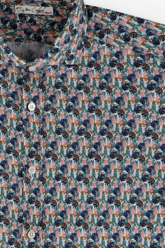 New England Hemd Herren New England Regular Muster 40% Leinen 60% Baumwolle Kragen Französisch Lange Ärmel