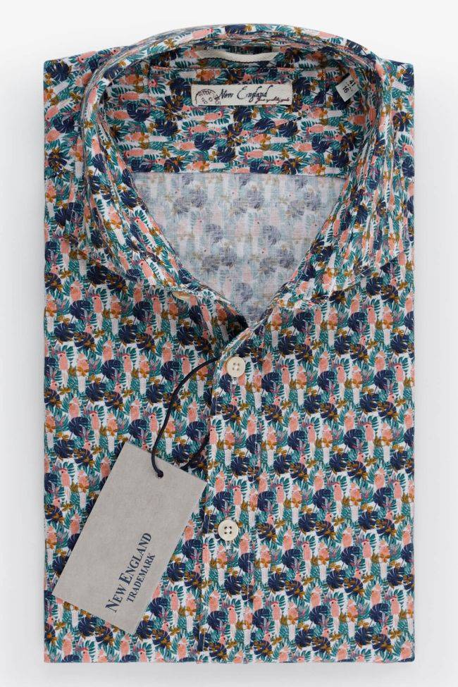 new england Hemd Herren New England Regular Muster 40% Leinen 60% Baumwolle kragen Französisch Lange Ärmel