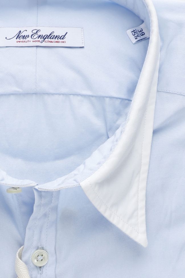 New England Hemd Herren New England Slim Einfarbig 100% Baumwolle Kragen Italienisch Lange Ärmel