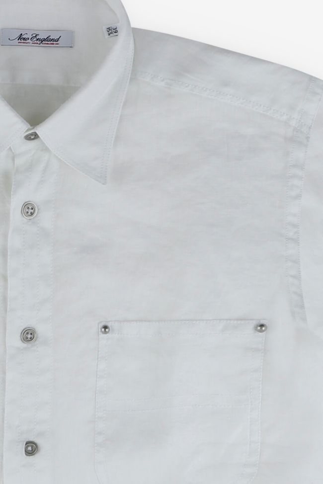 New England Hemd Herren New England Slim Einfarbig 100% Leinen Kragen Italienisch Lange Ärmel