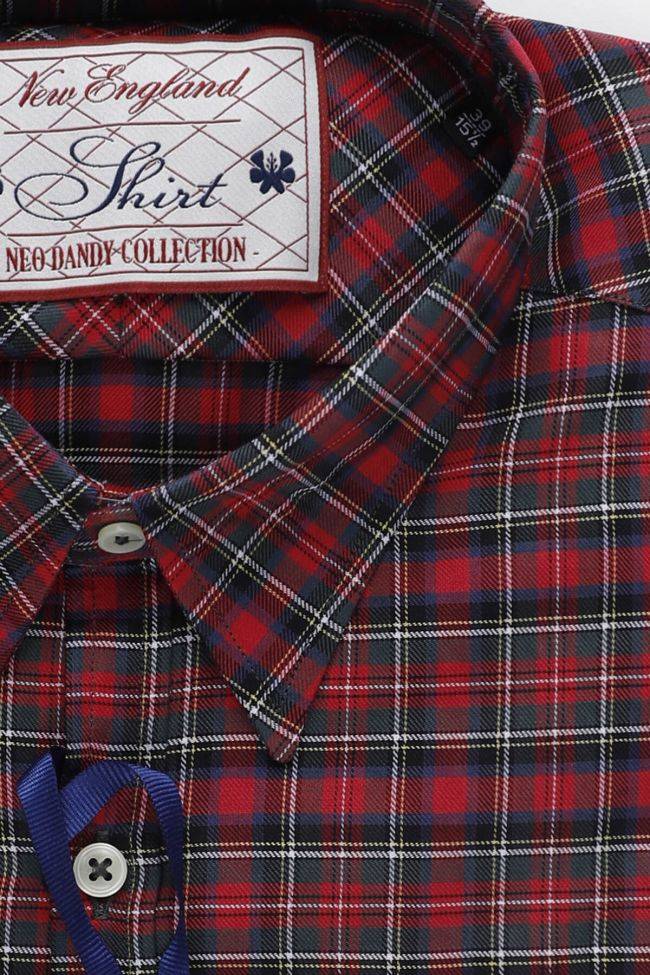 New England Hemd Herren New England Slim Karo 100% Baumwolle Kragen Italienisch Lange Ärmel