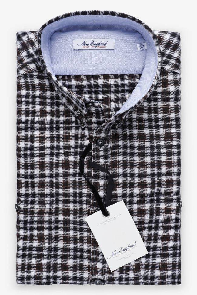 new england Hemd Herren New England Slim Karo 100% Baumwolle kragen Button-Down Lange Ärmel