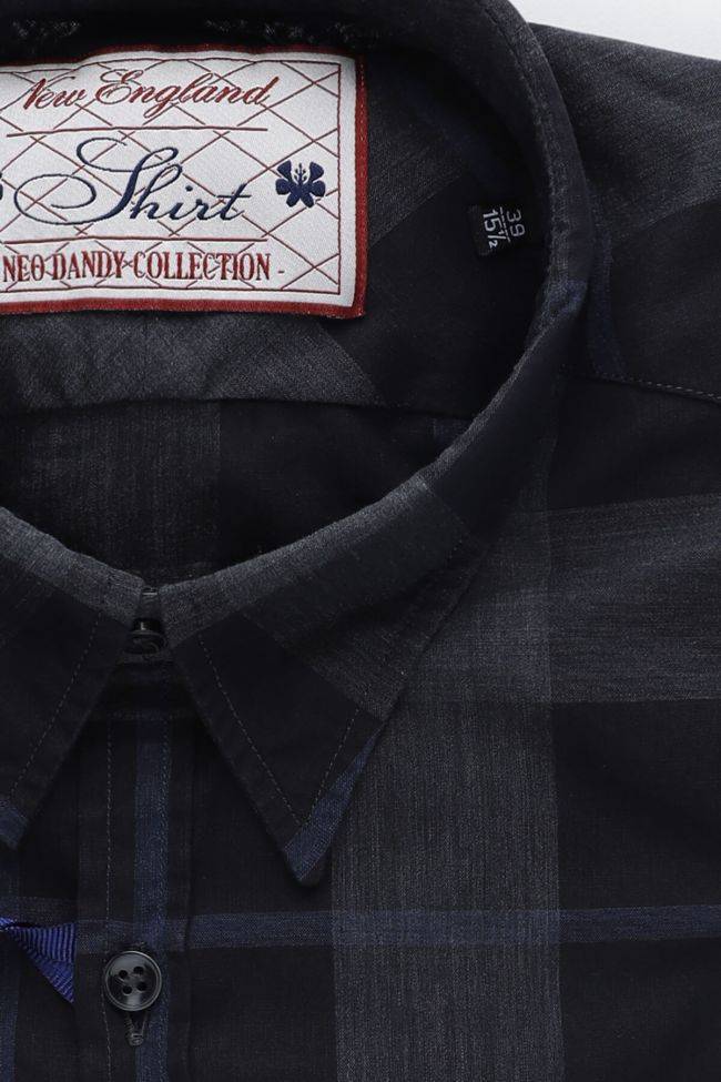 New England Hemd Herren New England Slim Karo 100% Baumwolle Kragen Italienisch Lange Ärmel