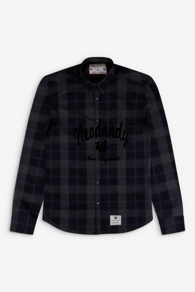 New England Hemd Herren New England Slim Karo 100% Baumwolle Kragen Italienisch Lange Ärmel