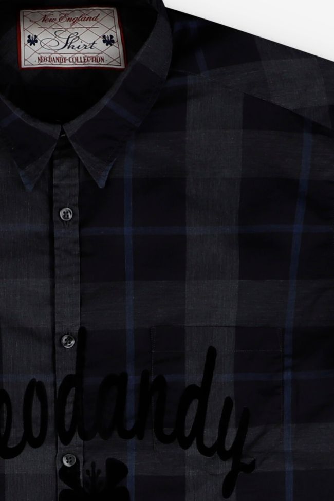 New England Hemd Herren New England Slim Karo 100% Baumwolle Kragen Italienisch Lange Ärmel