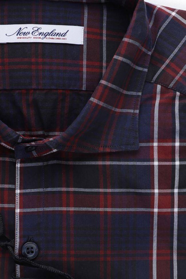 New England Hemd Herren New England Slim Karo 100% Baumwolle Kragen Französisch Lange Ärmel