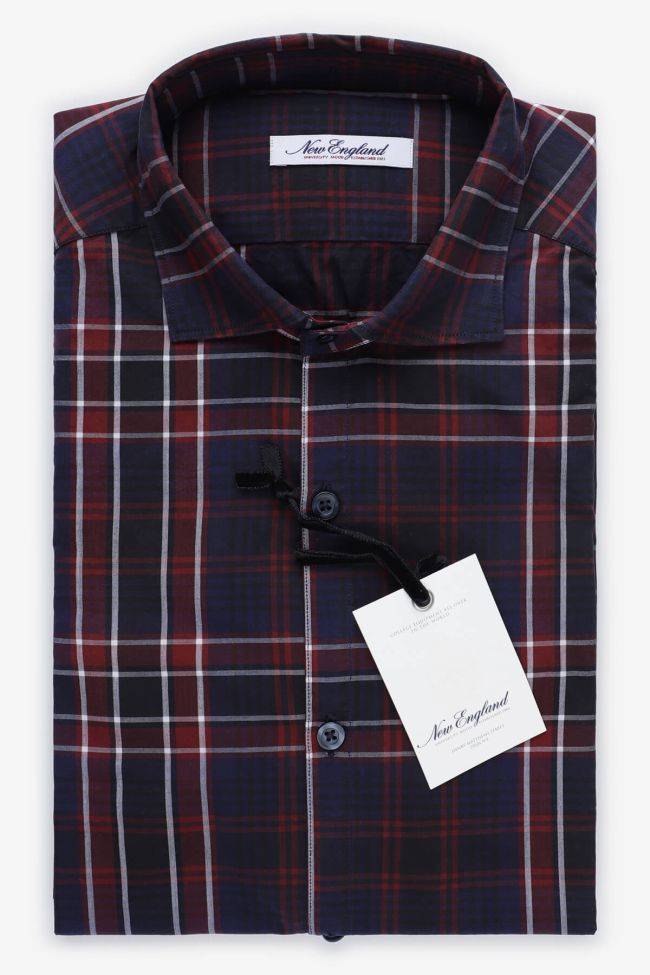 new england Hemd Herren New England Slim Karo 100% Baumwolle kragen Französisch Lange Ärmel