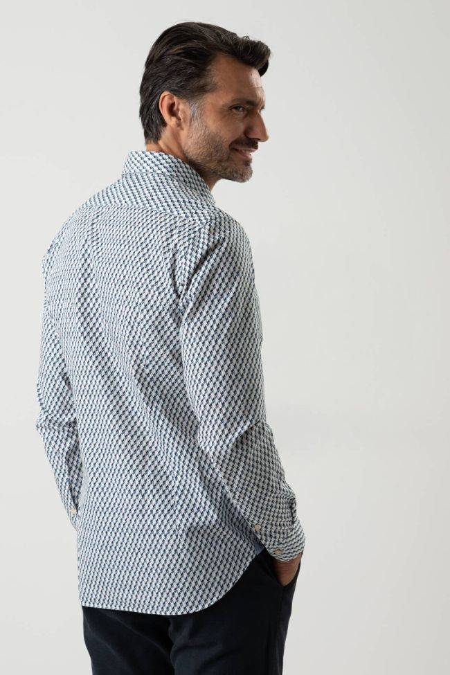 New England Hemd Herren New England Slim Muster 100% Baumwolle Kragen Französisch Lange Ärmel