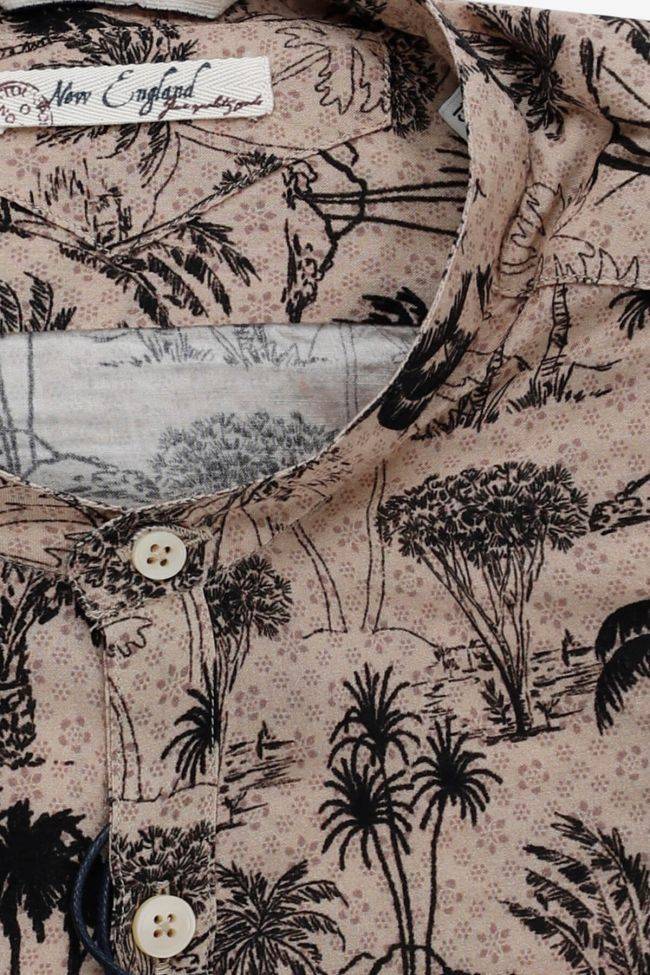 New England Hemd Herren New England Slim Muster 100% Viskose Kragen Mandarinkragen Lange Ärmel