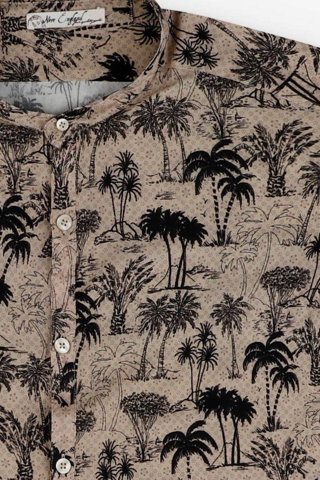 New England Hemd Herren New England Slim Muster 100% Viskose Kragen Mandarinkragen Lange Ärmel