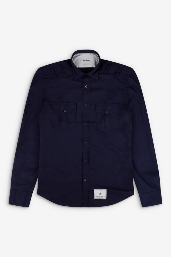 New England Hemd Herren New England Slim Streifen 100% Baumwolle Kragen Italienisch Lange Ärmel