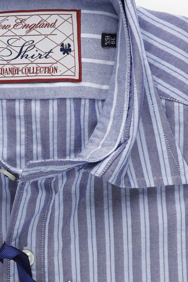 New England Hemd Herren New England Slim Streifen 100% Baumwolle Kragen Italienisch Lange Ärmel