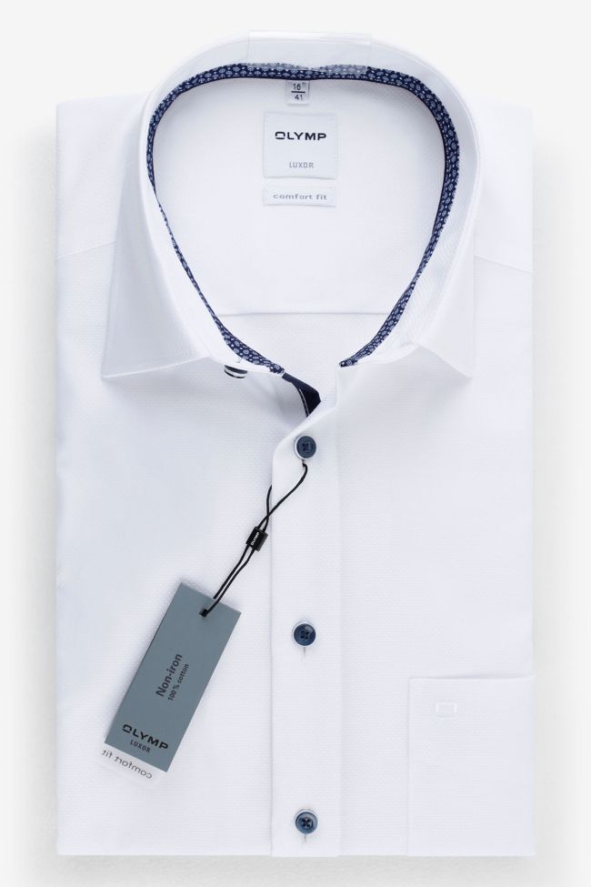 Olymp Hemd Herren Olymp Comfort Bügelfreie Einfarbig 100% Bio-Baumwolle Kragen Italienisch Lange Ärmel