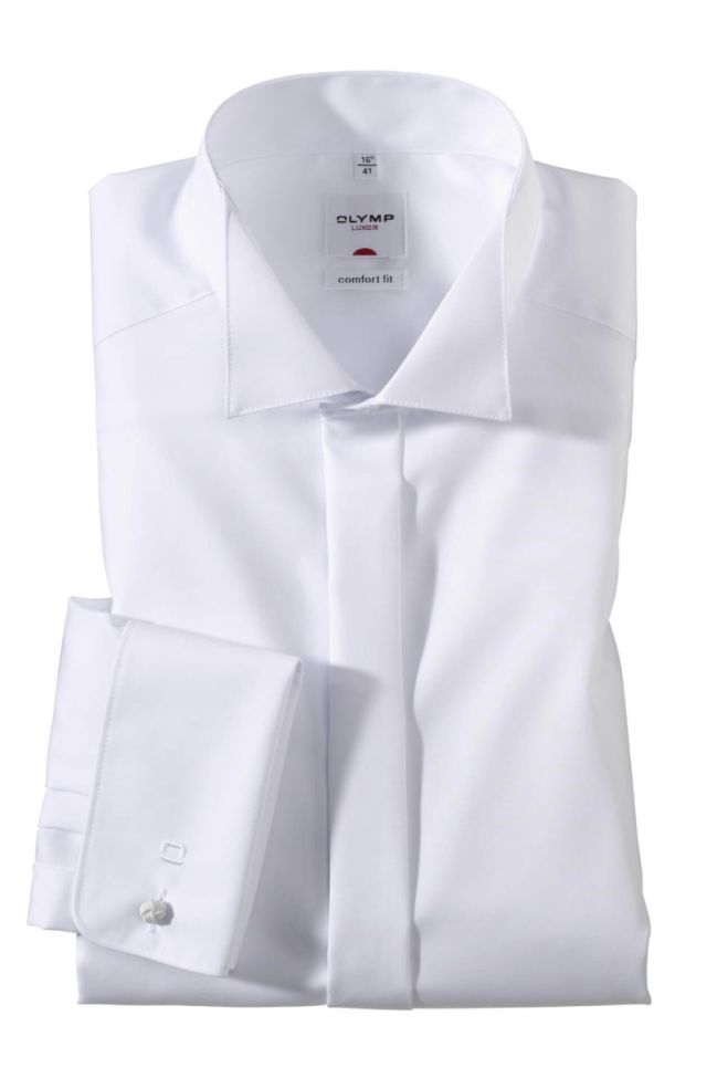 olymp Hemd Herren Olymp Comfort Bügelfreie Einfarbig kragen Kläppchenkragen Lange Ärmel