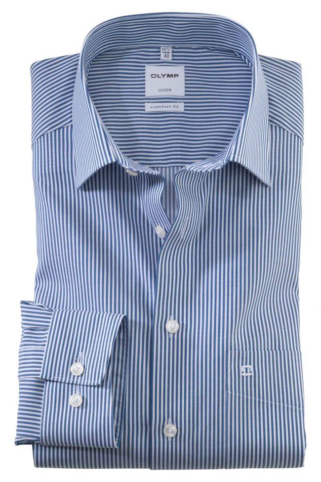 olymp Hemd Herren Olymp Comfort Bügelfreie Streifen kragen Italienisch Lange Ärmel