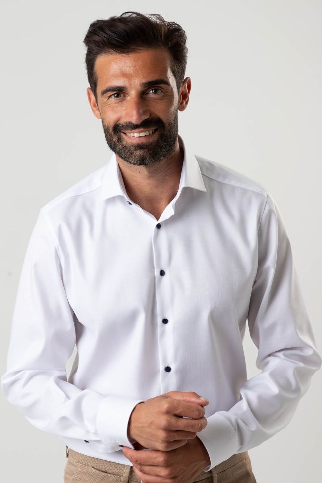Olymp Hemd Herren Olymp Regular Einfarbig 97% Baumwolle 3% Elastan Kragen Französisch Lange Ärmel