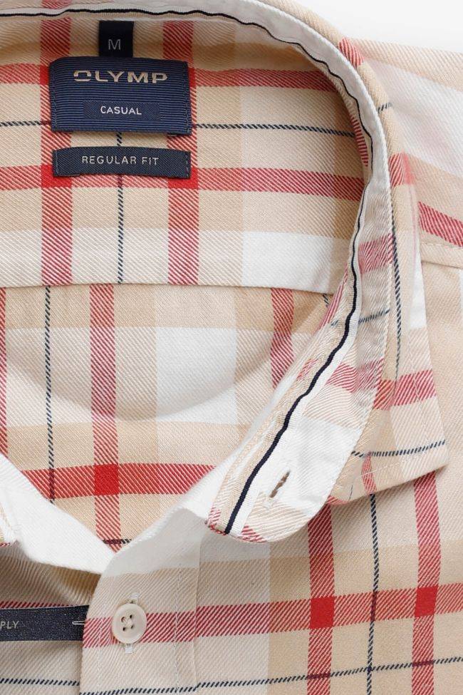 Olymp Hemd Herren Olymp Regular Karo 100% Baumwolle Kragen Französisch Lange Ärmel