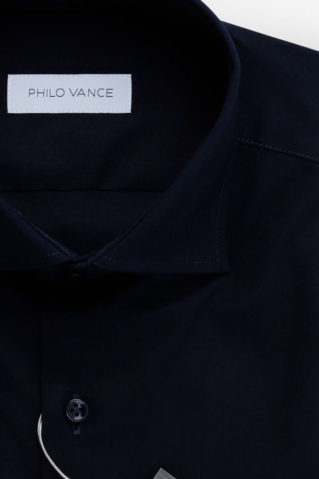 Philo Vance Hemd Herren Philo Vance Slim Einfarbig 97% Baumwolle 3% Elastan Kragen Französisch Lange Ärmel