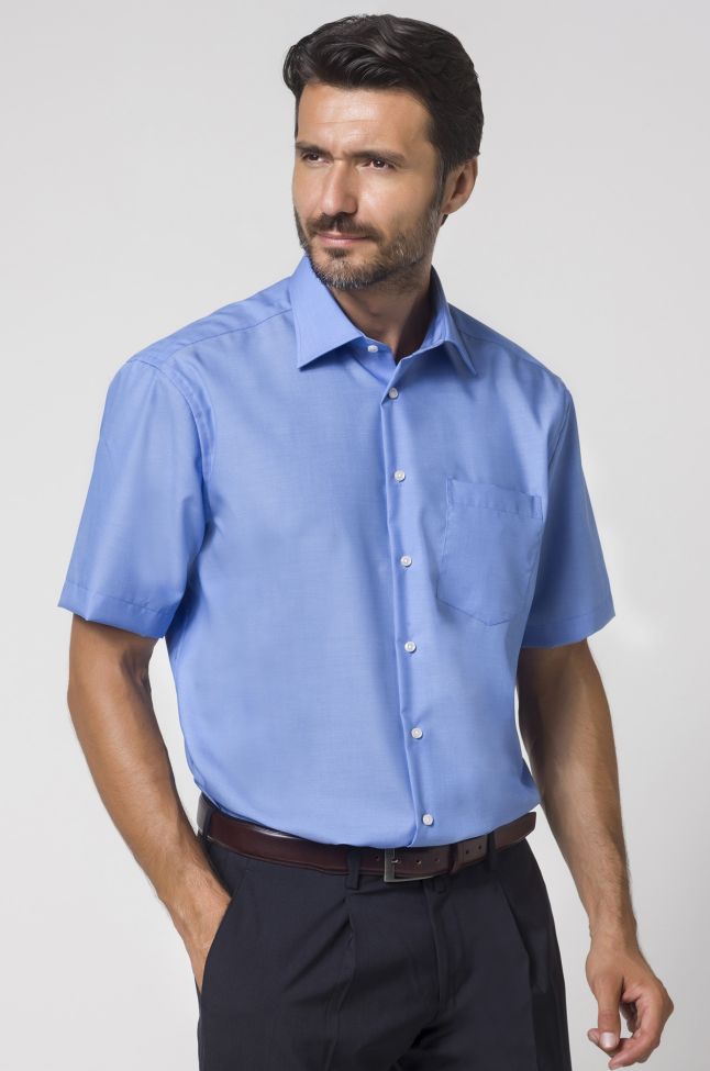 seidensticker Hemd Herren Seidensticker Classic Bügelfreie Einfarbig 100% Baumwolle kragen Italienisch Kurze Ärmel