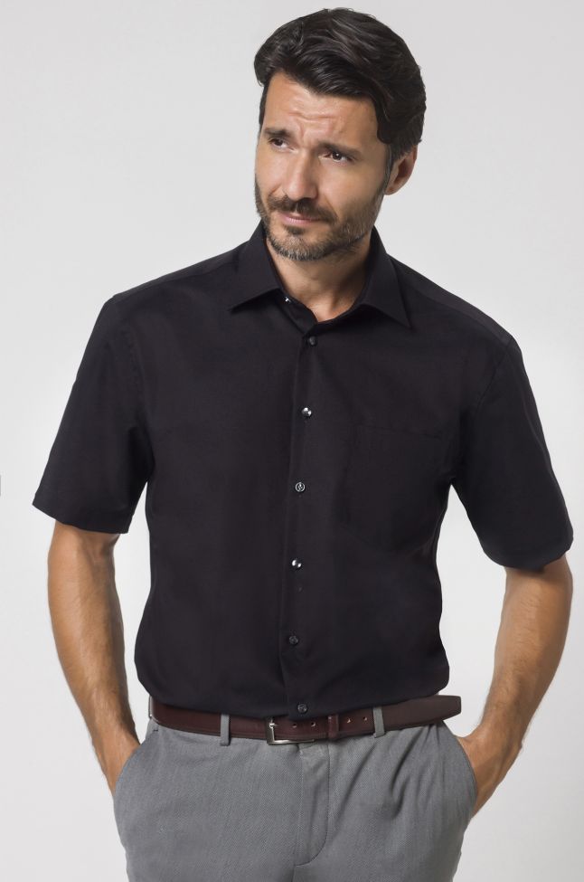 seidensticker Hemd Herren Seidensticker Classic Bügelfreie Einfarbig 100% Baumwolle kragen Italienisch Kurze Ärmel