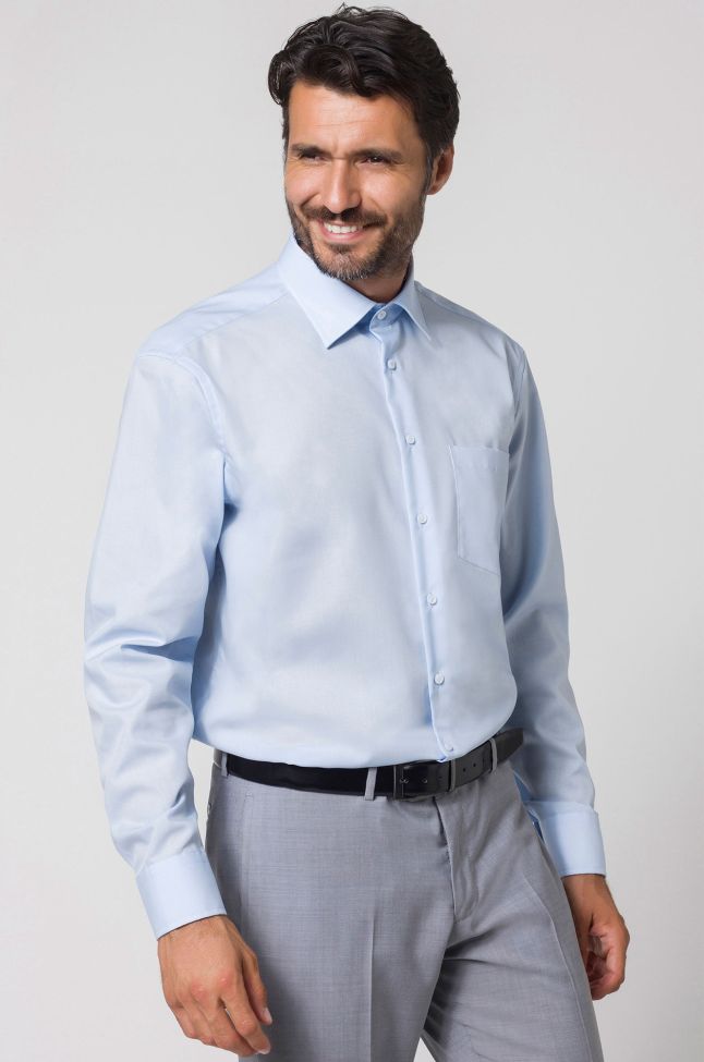 seidensticker Hemd Herren Seidensticker Classic Bügelfreie Einfarbig 100% Baumwolle kragen Italienisch Lange Ärmel