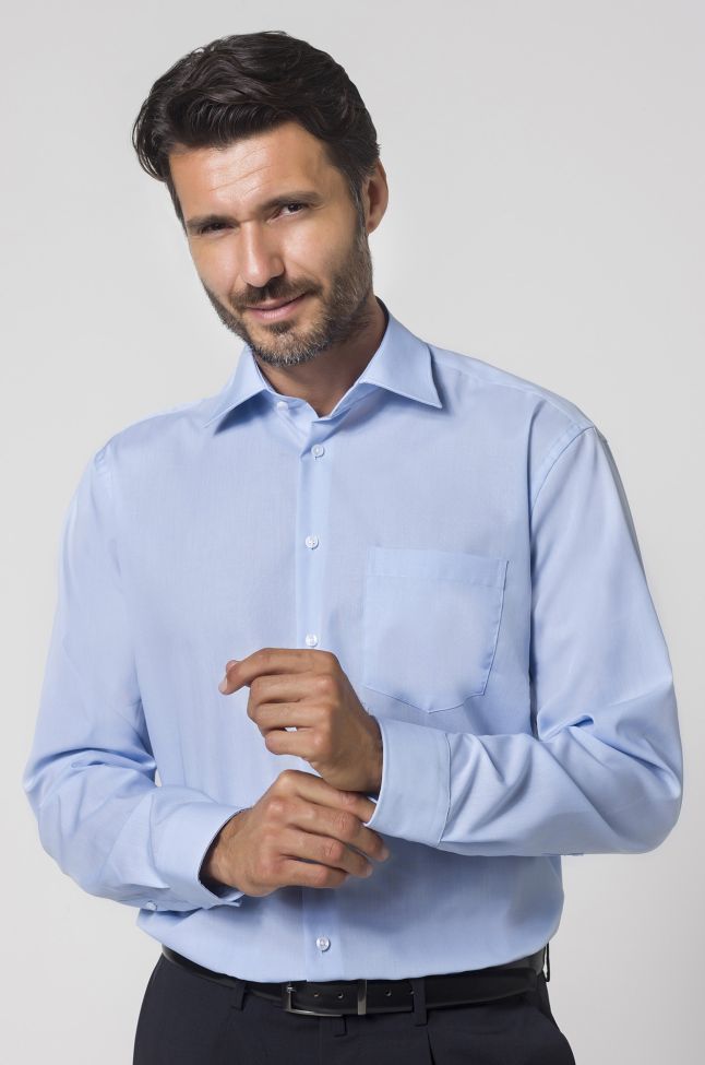 seidensticker Hemd Herren Seidensticker Classic Bügelfreie Einfarbig 100% Baumwolle kragen Italienisch Lange Ärmel