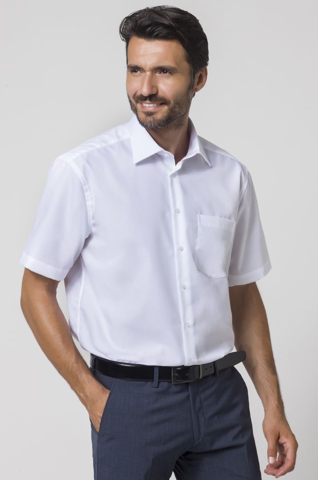 seidensticker Hemd Herren Seidensticker Classic Bügelfreie Einfarbig 100% Baumwolle kragen Italienisch Kurze Ärmel