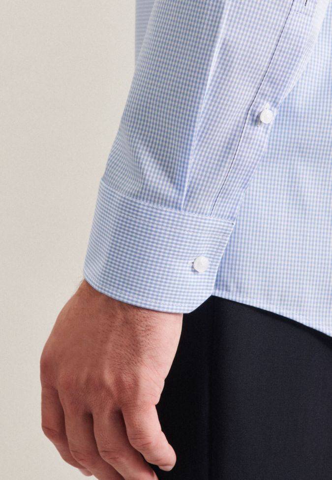 Seidensticker Hemd Herren Seidensticker Classic Bügelfreie Karo 100% Baumwolle Kragen Italienisch Lange Ärmel