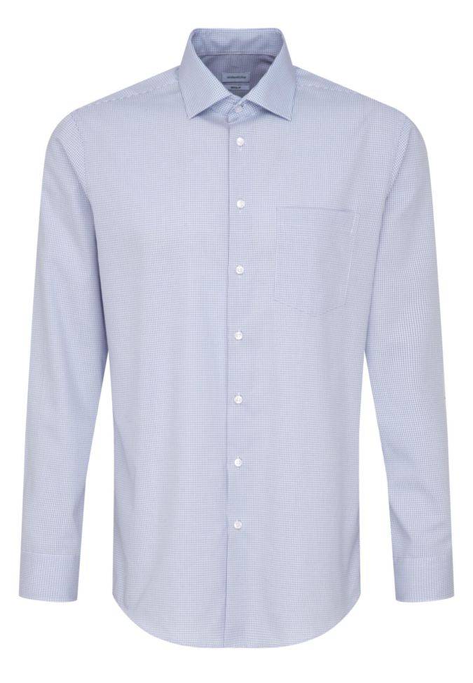 Seidensticker Hemd Herren Seidensticker Classic Bügelfreie Karo 100% Baumwolle Kragen Italienisch Lange Ärmel