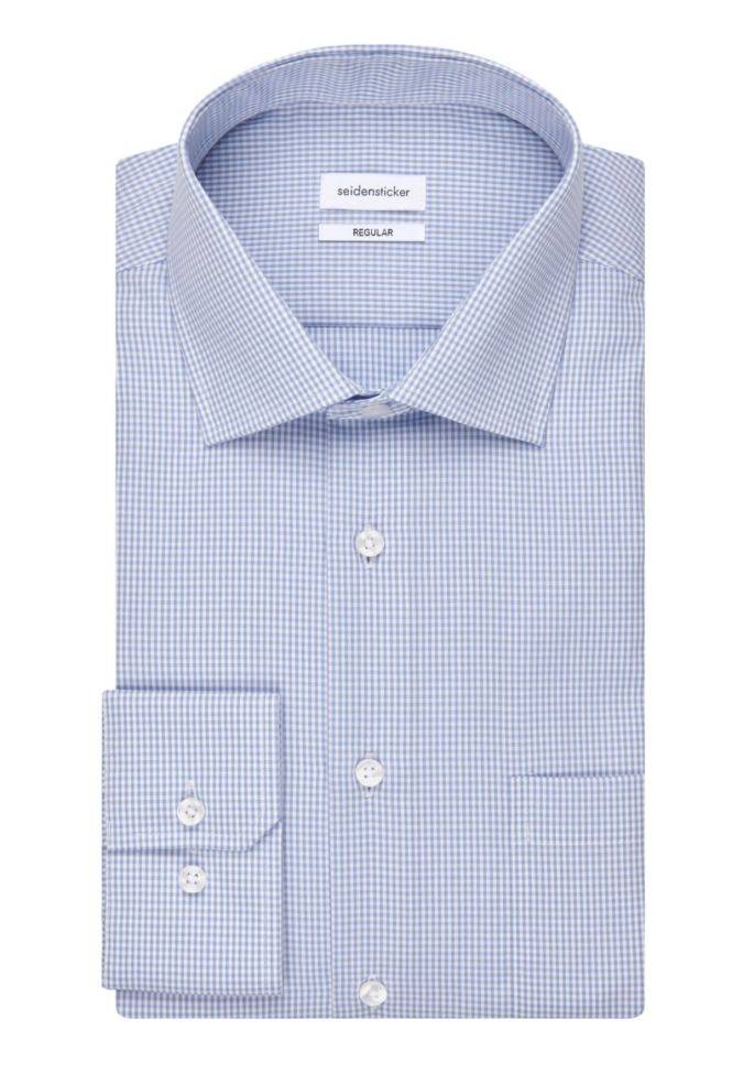 seidensticker Hemd Herren Seidensticker Classic Bügelfreie Karo 100% Baumwolle kragen Italienisch Lange Ärmel