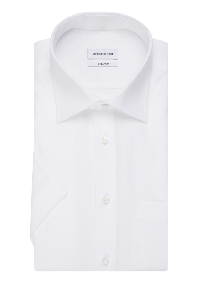 seidensticker Hemd Herren Seidensticker Comfort Bügelfreie Einfarbig kragen Italienisch Kurze Ärmel