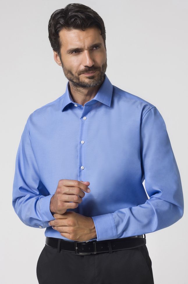 seidensticker Hemd Herren Seidensticker Regular Bügelfreie Einfarbig 100% Baumwolle kragen Italienisch Lange Ärmel