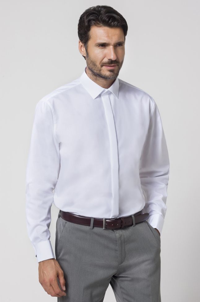 seidensticker Hemd Herren Seidensticker Regular Bügelfreie Einfarbig 100% Baumwolle kragen Italienisch Lange Ärmel