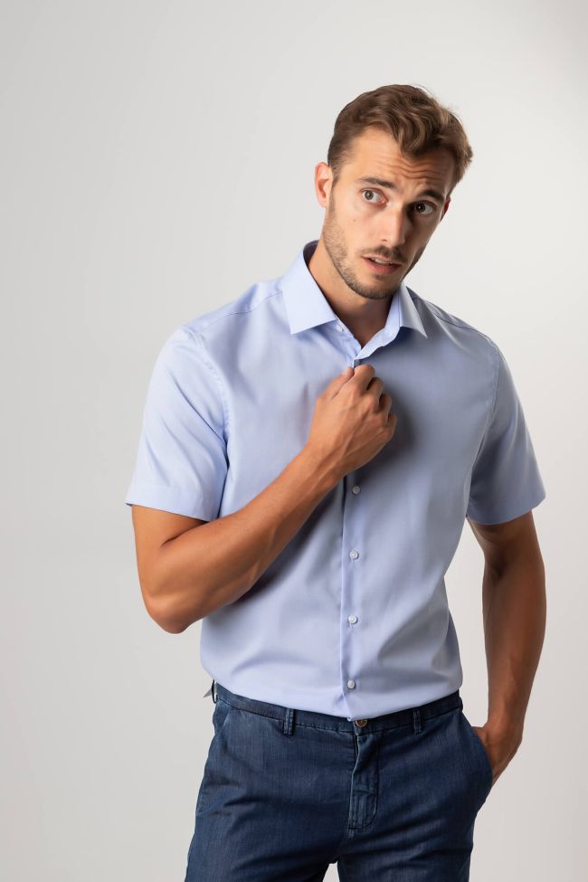 seidensticker Hemd Herren Seidensticker Regular Bügelfreie Einfarbig 100% Baumwolle kragen Italienisch Kurze Ärmel