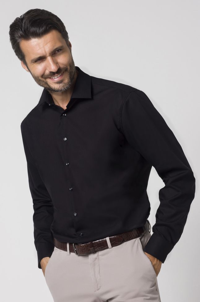 seidensticker Hemd Herren Seidensticker Regular Bügelfreie Einfarbig 100% Baumwolle kragen Italienisch Lange Ärmel